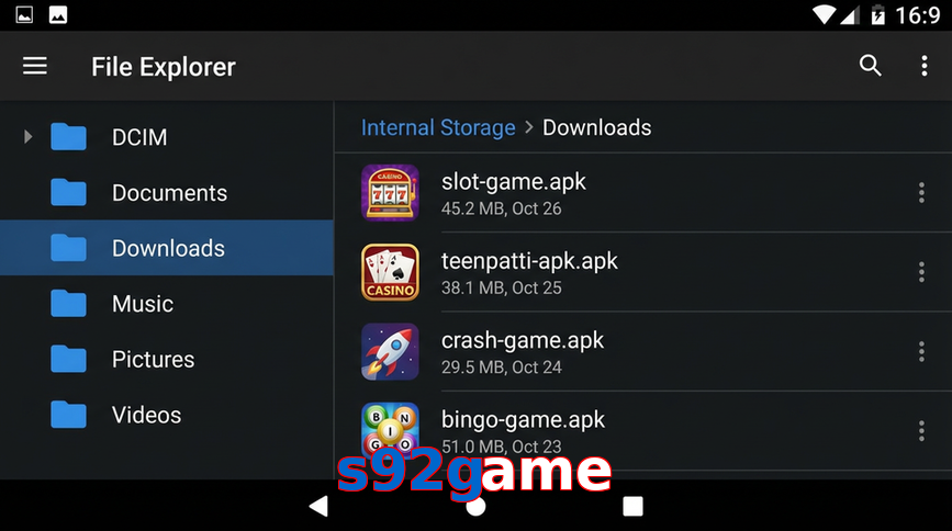 Main screen of S92game gameapk page for PK players
